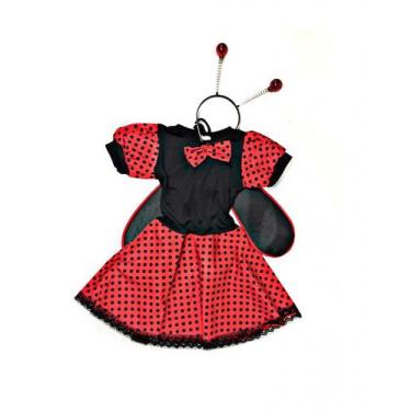 Imagem de Fantasia Joaninha Bebê Menina Vestido de Bolinhas Poá Infantil Carnava