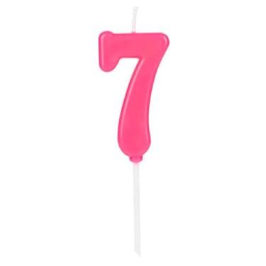 Imagem de Vela de Aniversário Número 7 Rosa 4,5 cm Silver Plastic