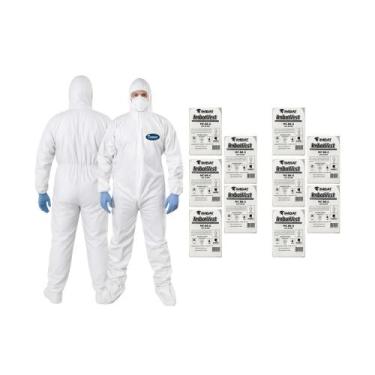 Imagem de Kit 10 Macacão Proteção Quimica Impermeável Pintor Branco - Imbat, XG