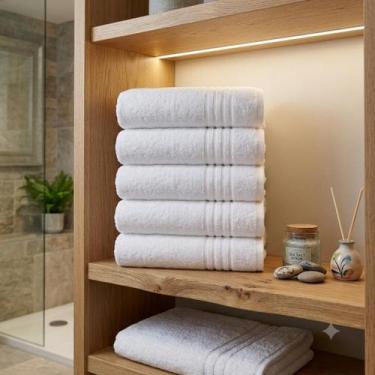 Imagem de Kit com 5 Toalhas de Rosto Hotelaria Imperial 50x80cm Branca - Lufamar