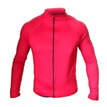 Imagem de Camiseta Ciclismo Bike Proteção Uv Manga Longa Dry Com Bolso Vermelho