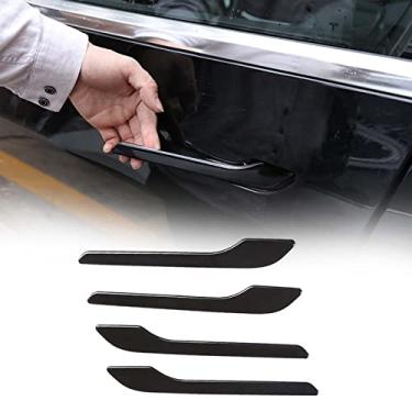 Imagem de FINMOKAL 4 Peças Tampa De Sobreposição De Acabamento Da Maçaneta Lateral Da Porta Para Tesla Modelo 3 Y Preto Brilhante