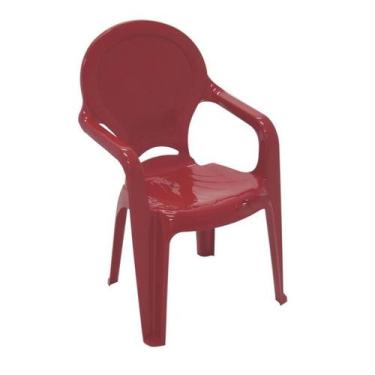 Imagem de Cadeira Plastica Monobloco Com Bracos Infantil Tiquetaque Vermelha - T