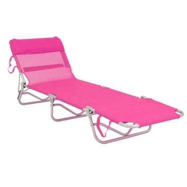 Imagem de Cadeira Espreguiçadeira Textilene Alumínio Rosa