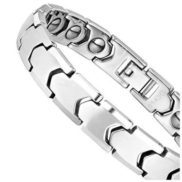 Imagem de Urban Jewelry Coleção de pulseiras masculinas de carboneto de tungstênio – 21 a 21,6 cm de comprimento, corrente pesada de 10 mm, estilos de cruz, trilha, caixa e trigo, resistente a arranhões e
