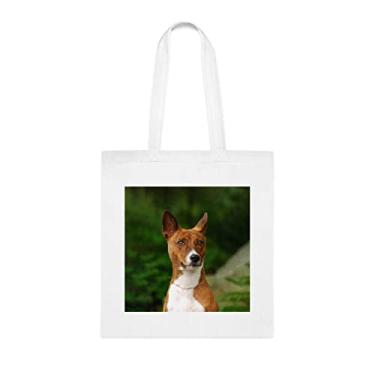 Imagem de Bolsa para cachorro Basenji, presente para cachorro Basenji, presente para cachorro Basenji, aniversário de cachorro Basenji bolsa de ombro para cachorro Basenji, bolsa reutilizável para cães Basenji, Branco