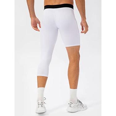 Imagem de Tingpai L ings masculinas de uma perna pa basquetebol bolsos late is treinamento fitness meia-calça de perna única