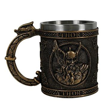 Imagem de OTARTU Caneca de café Thor da mitologia nórdica viking Deus do Trovão, caneca de cerveja caneca de cerveja, presente viking nórdico