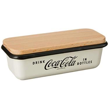 Imagem de TableCraft's Manteiga esmaltada Coca-Cola com tampa 16,5 x 7,6 x 5,7 cm, branca