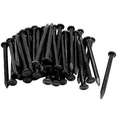 Imagem de 50 peças de pregos de hardware de 3,8 cm de comprimento, ponta ponta de aço carbono prego de alvenaria de cimento, pregos de madeira, pregos de concreto, preto 40 mm