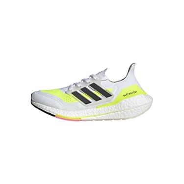 Imagem de adidas Tênis de corrida feminino Ultraboost 21, Branco/preto/amarelo solar, 35
