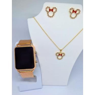 Imagem de Kit Relógio Feminino Digital Led Quadrado Sports Watch + Conjunto Cola