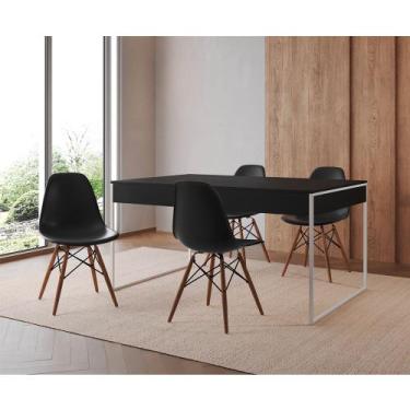 Imagem de Mesa Jantar Industrial Retangular Filadélfia Preta 137x90cm Base Ferro