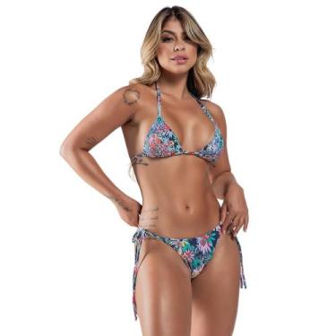 Imagem de Biquini Estampado Fio Dental Modelo Com Bojo Removível Cortininha - OR