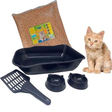 Imagem de Kit Higiene Gato granulado Kitty Kat 5kg com Bandeja Duracat Simples P