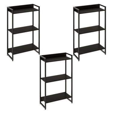 Imagem de Kit 3 Estantes Multiuso Escritório Industrial 3 Prateleiras Areta 104x