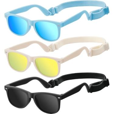 Imagem de zestero Óculos de sol polarizados para bebês e crianças pequenas com alça, proteção UV400 para meninos e meninas de 0 a 24 meses, pacote com 3, 3 pacotes azul + bege + preto, One Size