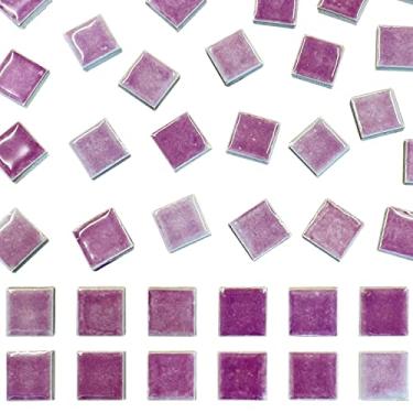 Imagem de 50 peças de azulejos de mosaico vermelho roxo para artesanato 2,54 cm, cores sortidas, suprimentos de projeto de mosaico cerâmico quadrado para moldura de foto, pisos, pisos, banheiro, decoração de móveis de piscina antiga