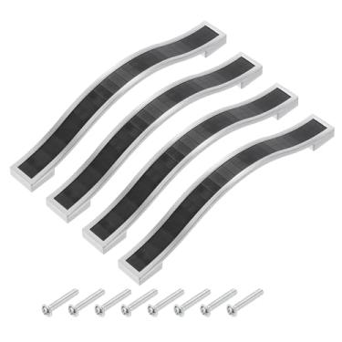 Imagem de uxcell Puxador de gaveta de armário 128 mm centros de furo liga cristal preto completo 4 peças