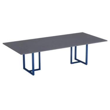 Imagem de Mesa de Reunião Retangular Tubular P25 Pandin 2,6 M Grafito e Azul Del