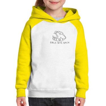 Imagem de Moletom Infantil Girls bite back - Foca na Moda, Branco, Amarelo, 10