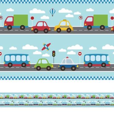 Imagem de Faixa Decorativa Infantil Adesiva Carros 12mx15cm - Quartinhos