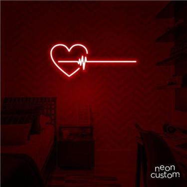 Imagem de luminaria letreiro Neon Led Coraçao Grafico 60x25 luminoso decoração p