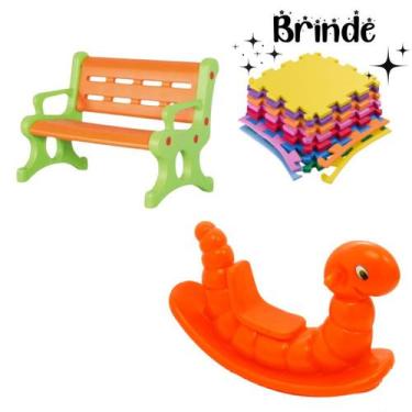 Imagem de Kit Playground: Banco, Gangorra Nhoca e Tatames Coloridos - valentina 