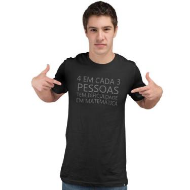 Imagem de Camiseta Masculina Dificuldade em Matemática Preta - Hipsters, M, Pret