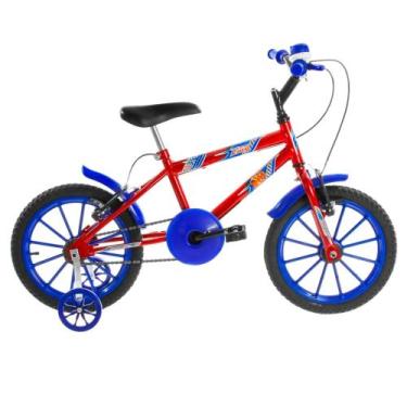 Imagem de Bicicleta Infantil Masculina Vermelho e Azul Aro 16 de 4 a 6 anos Buzi