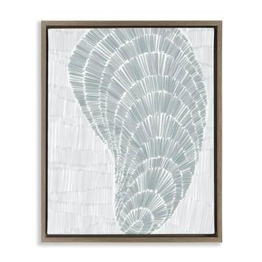 Imagem de Stupell Industries Design de arte de parede em tela flutuante de concha de ostra esboçada por Jetty Home, LLC, moldura flutuante marrom, 43 x 53 cm