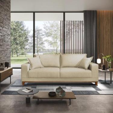 Imagem de Sofá 3 Lugares Lugano Living 2,00m Base em Madeira Linho - Bisart, Tra
