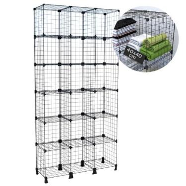 Imagem de Estante Aramada 18 Nichos 40x40cm Prateleira Alta de Aço Expositor Mul