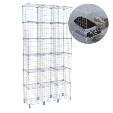 Imagem de Estante Aramada 18 Nichos 40x40cm Prateleira Alta de Aço Expositor Mul