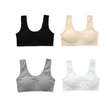 Imagem de Jeserom Sutiã esportivo para meninas grandes sem fio acolchoado leve para iniciantes 10-16 anos, Branco/cinza/preto/nude, 10-16 Anos