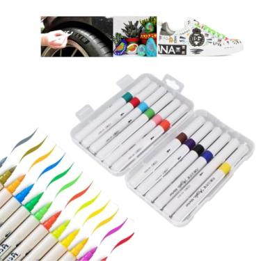 Imagem de Kit 12 Canetas Acrílicas para Pintura – Marcadores Multicoloridos de Tinta Permanente para Madeira, Tela, Pedra, Vidro, Cerâmica, Tecido, Plástico e Artesanato Ideal para Desenhos Artísticos