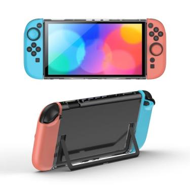 Imagem de IINE Capa protetora para Switch 2, capa acoplável com recortes de precisão, resistência a manchas e arranhões, proteção total, parte traseira de policarbonato + capa de silicone para joypad compatível