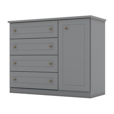 Imagem de Cômoda Mississipi 01 Porta 04 Gavetas Henn Cinza