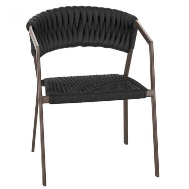 Imagem de Cadeira Atenas Tricô Náutico E Alumínio Varanda Cozinha Marr Preto