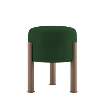 Imagem de Puff Redondo Estofado Banqueta Tecido Suede Apoio Para Os Pés