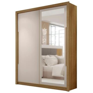 Imagem de Guarda Roupa Solteiro Com Espelho Dubai Nature-fendi - Vila Rica