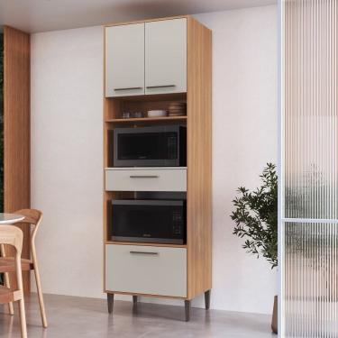 Imagem de Paneleiro Torre Quente para Forno e Micro-ondas 3 Portas 1 Gaveta Jade Freijo/Arenas