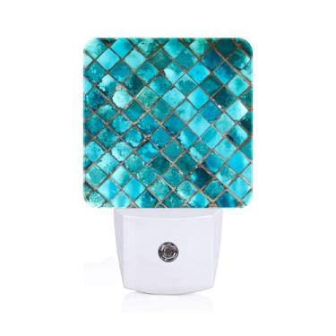 Imagem de FSHVQKD Luz Noturna Azul Turquesa, Conecte Na Decoração De Parede Para Escada, Corredor, Cozinha, Com Sensor Do Anoitecer Ao Amanhecer, Presentes Quartos Meninos/Meninas/Mulheres/Homens