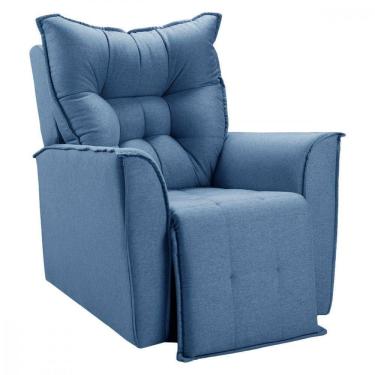 Imagem de Poltrona Reclinavel Do Papai Para Sala King Tecido Linho Azul