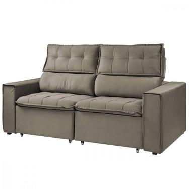 Imagem de Sofá Retratil Reclinavel Estofado Cancún 200cm Veludo Castor Castor