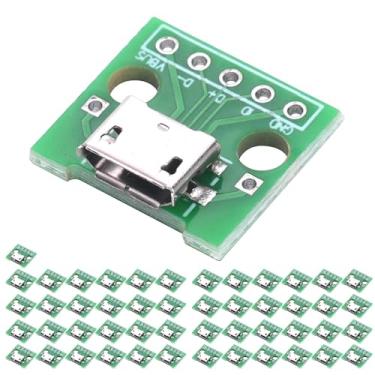 Imagem de Cermant 50 peças micro USB para adaptador DIP conector fêmea de 5 pinos tipo B conversor PCB 2,54 mm Pitch Pinboard tábua de pão para projetos eletrônicos DIY