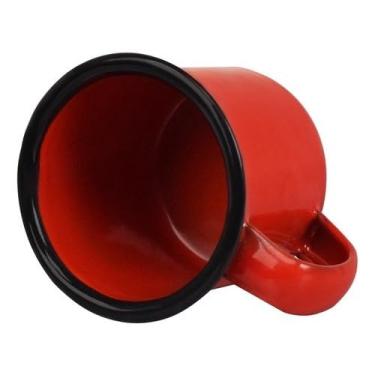 Imagem de kit 6 Canecas Esmaltada 150 ML VERMELHA Retro de café acampamento metal clássicas portáteis fogueira copo vintage alça chá leite