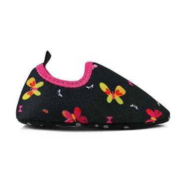 Imagem de Sapatilha Bebê Infantil Menino Menina Estampado Antiderrapante Calce Fácil Meia Capivarinha Borboleta Nave Espacial Tigrinho (preto-borboleta, BR, Bebê, Faixa Numérico, 22, 23)
