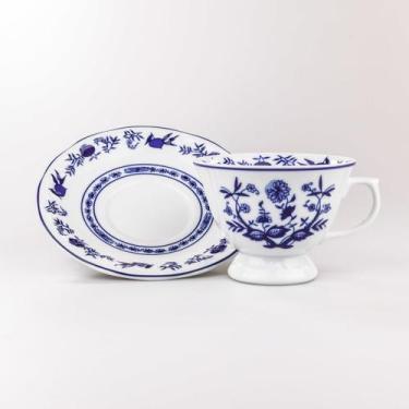 Imagem de Xícara Chá com Pires 200 ml Porcelana Schmidt - Dec. Cebolinha, Branco
