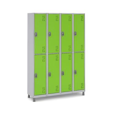 Imagem de Roupeiro 191x128x40Cm Vestiário Academia 8 Portas Grandes - W3, Verde